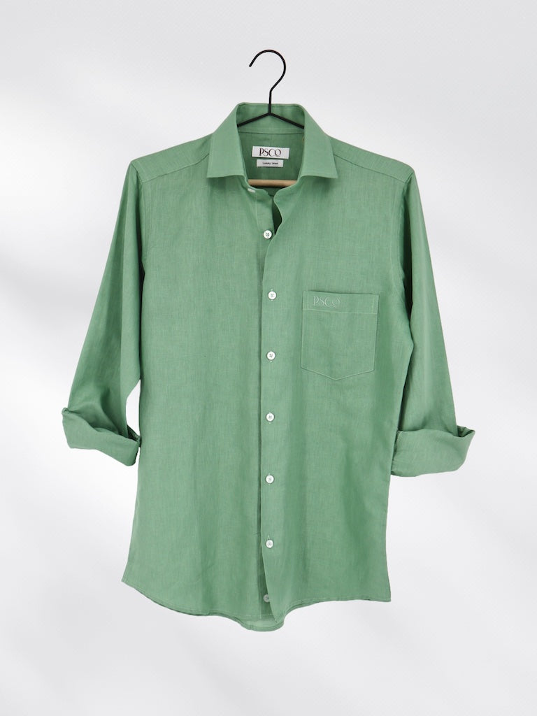 Linen/Cotton Blend Shirt in Sage Green