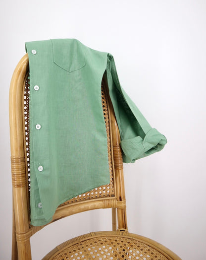Linen/Cotton Blend Shirt in Sage Green