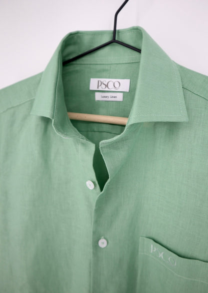Linen/Cotton Blend Shirt in Sage Green