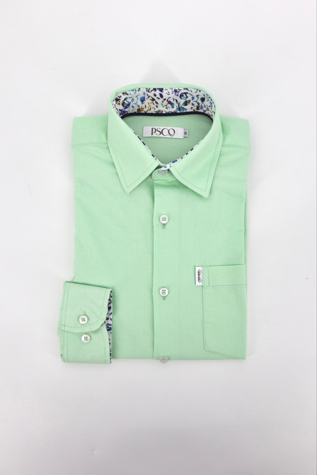 Oxford Cotton Contrast Shirt in Mint / Paisley