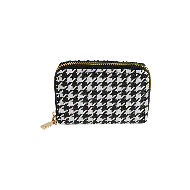 Cardholder Purse in Black & White Houndstooth