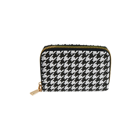 Cardholder Purse in Black & White Houndstooth