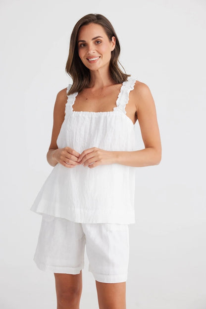 Penny White Linen Top
