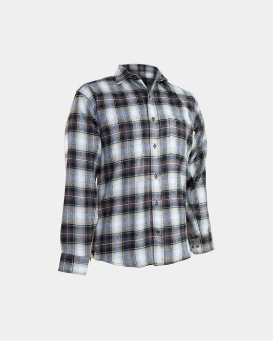 Brushed Cotton Plaid Shirt in Brown Multi