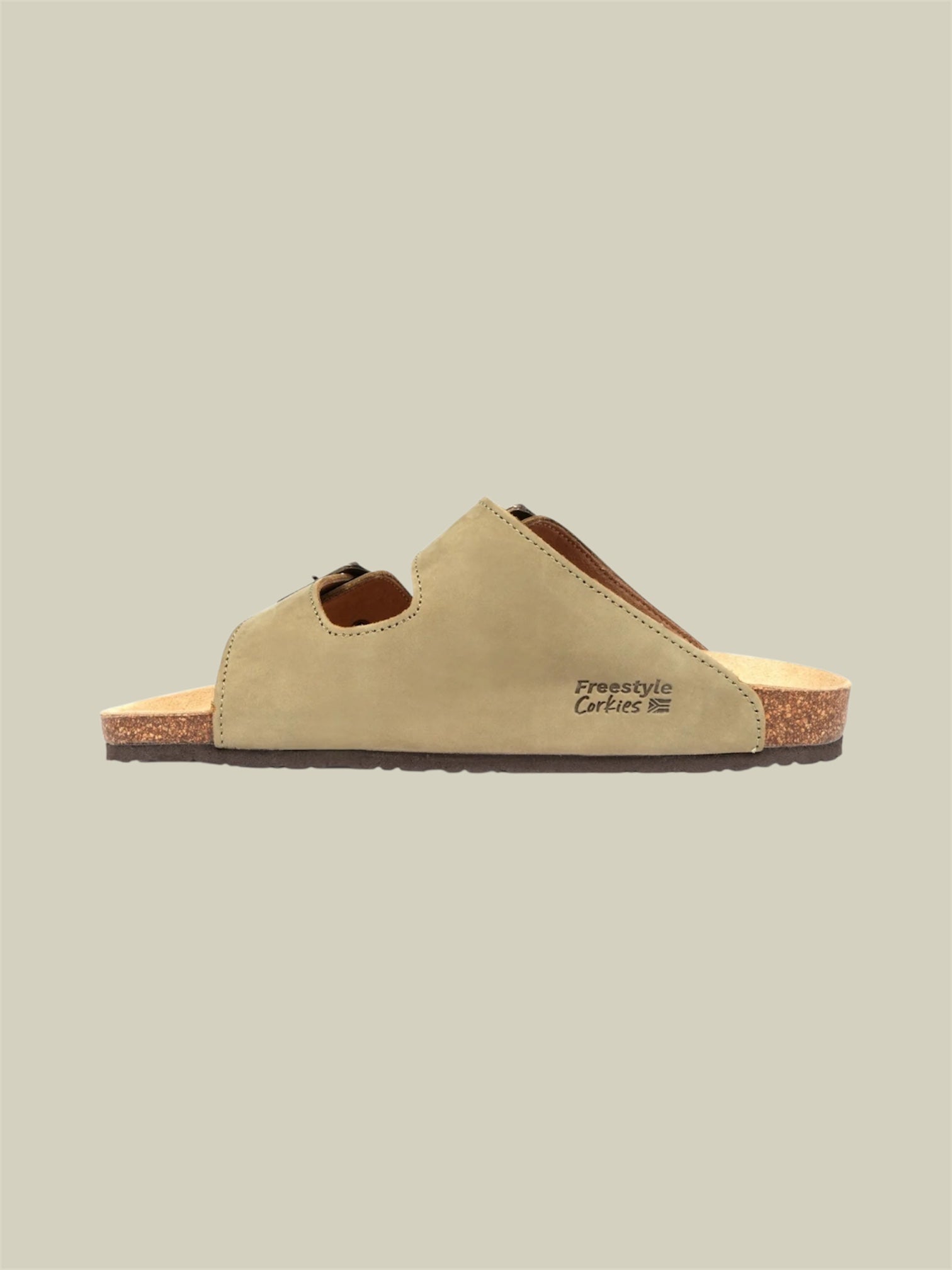 Sophie Nubuck Leather Sandals in Olive Green