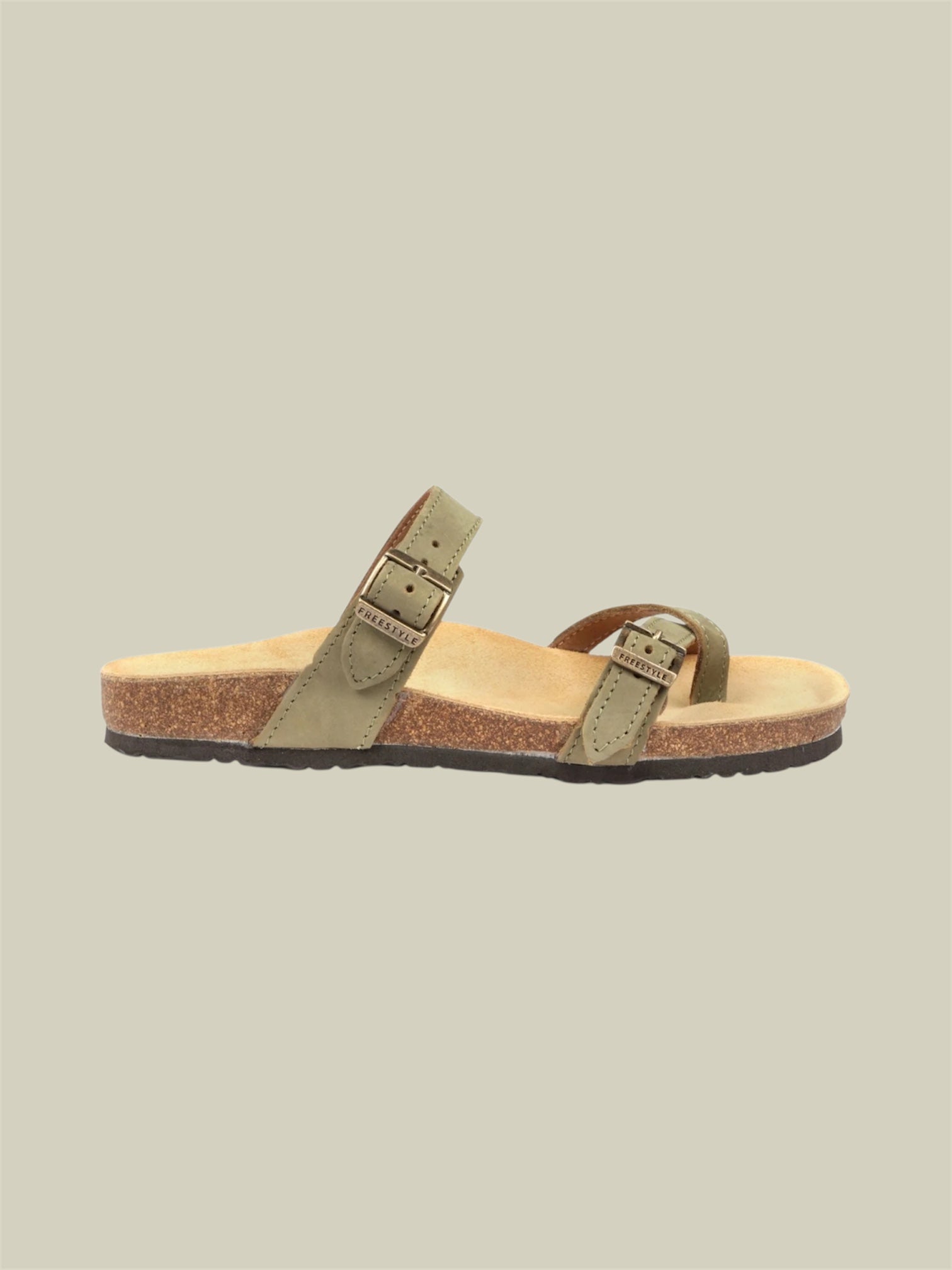 Isabella Nubuck Leather Sandal in Olive