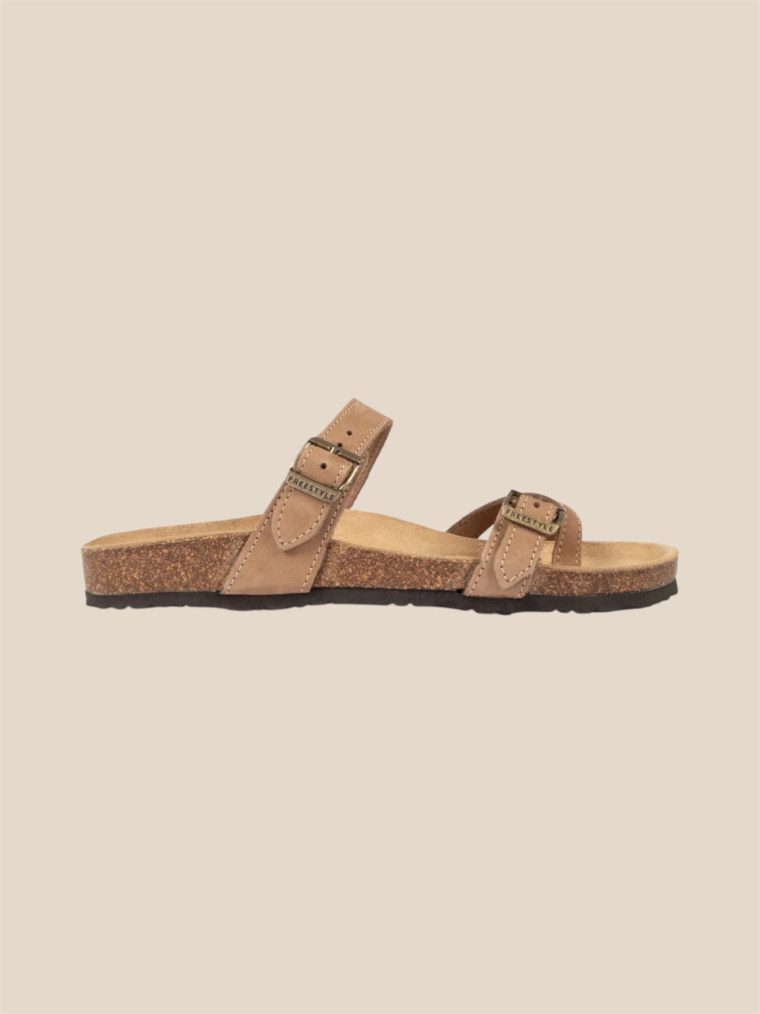 Isabella Nubuck Leather Sandal in Khaki