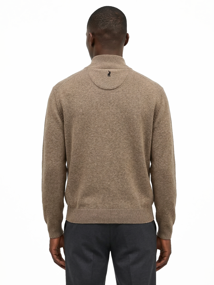 3 Button Funnel Neck Knit in Taupe