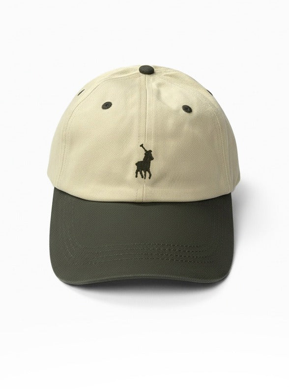 6 Panel Two Tone Peak Cap in Green