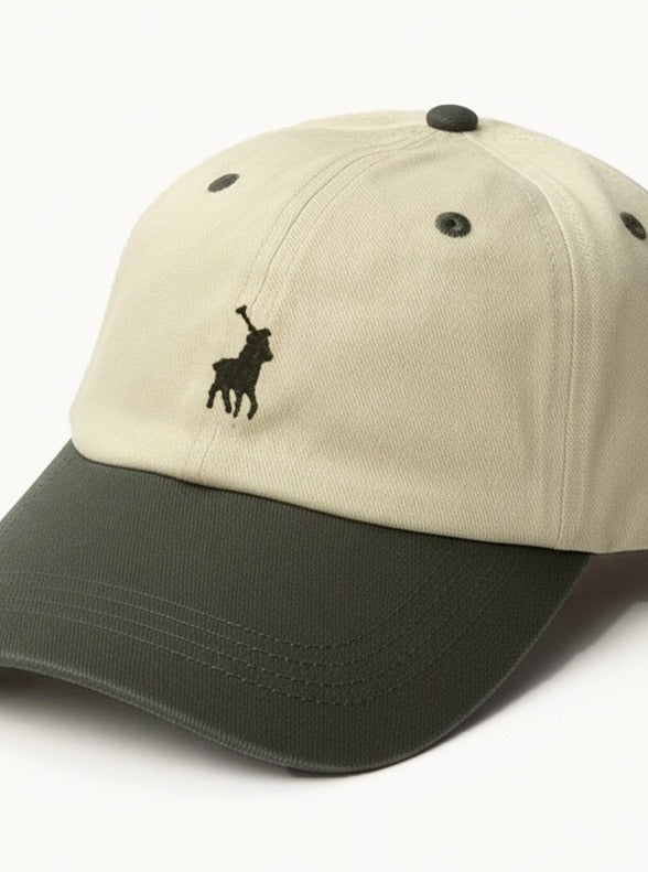 6 Panel Two Tone Peak Cap in Green