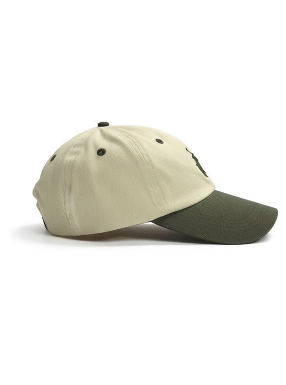 6 Panel Two Tone Peak Cap in Green