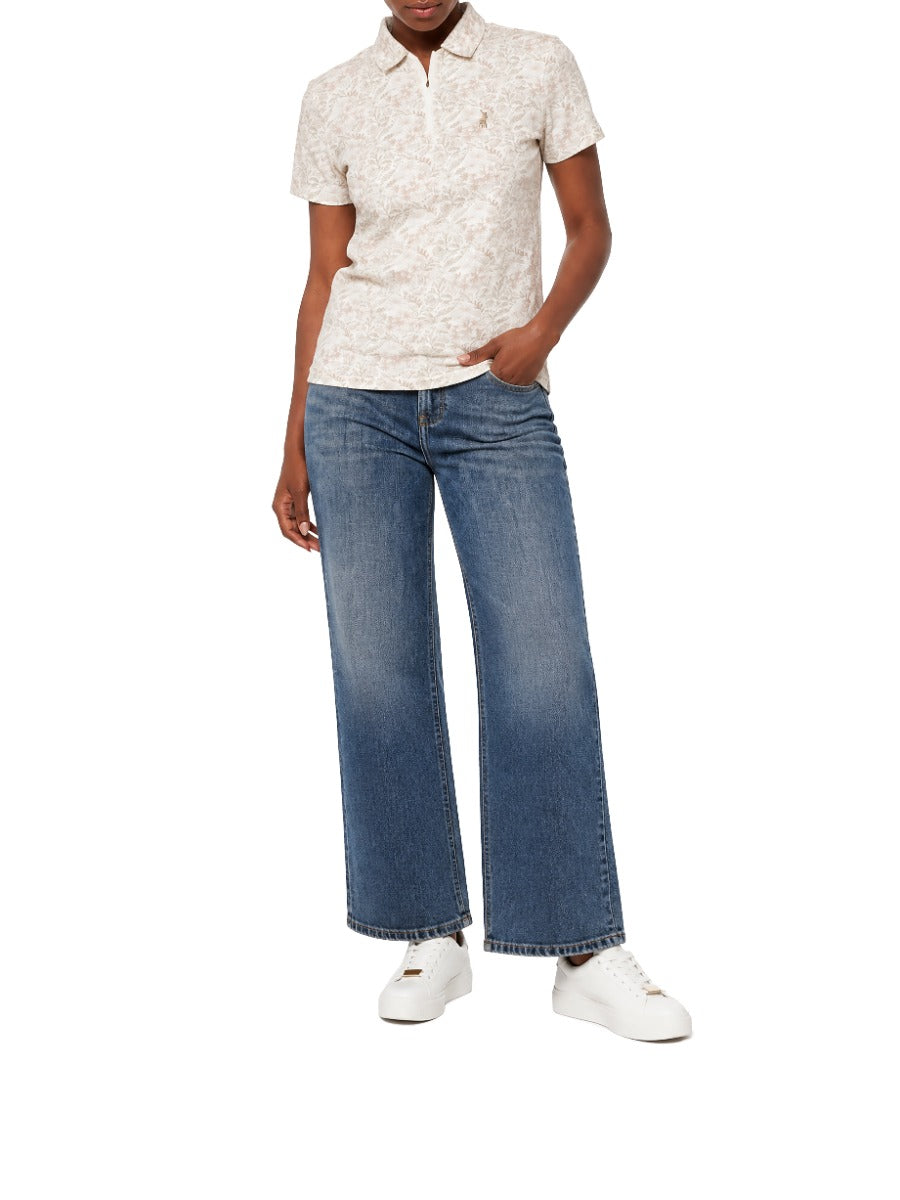 Caroline SS Printed Golfer in Beige Floral