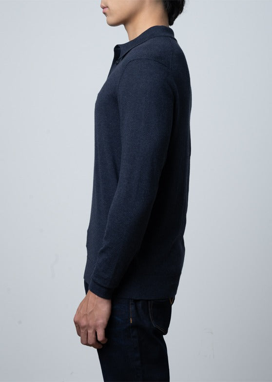 Cotton LS Knit Golfer in Navy