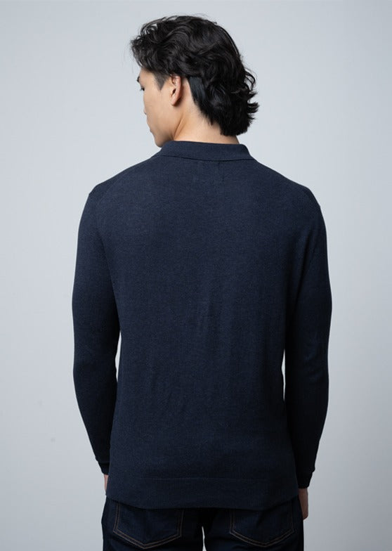 Cotton LS Knit Golfer in Navy