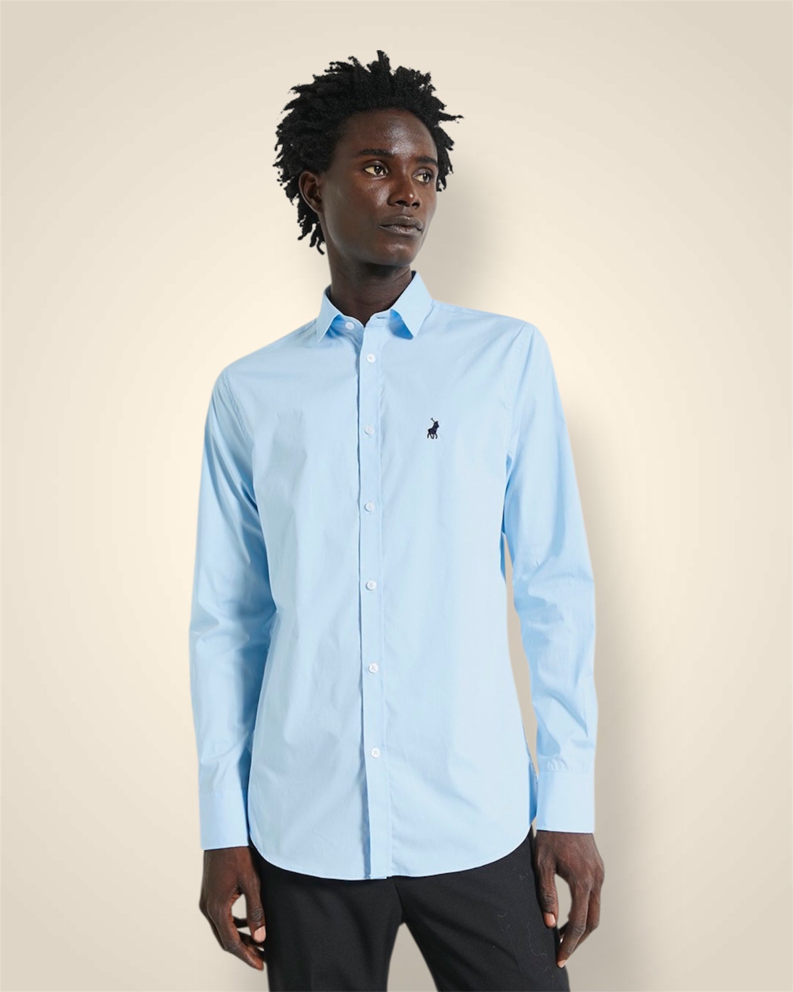 Essential Slim Fit LS Shirt in Blue