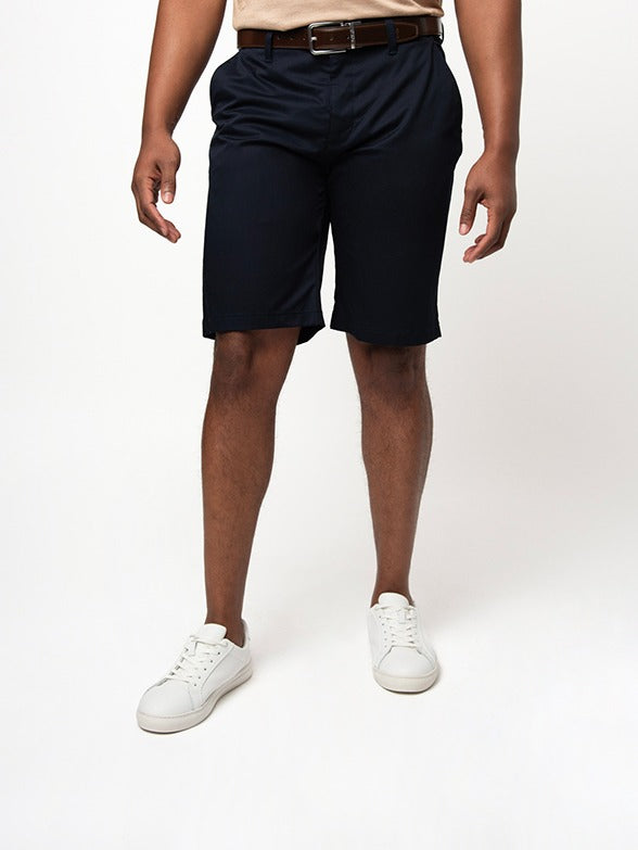 Ezra Essential Cotton Chino Shorts in Navy