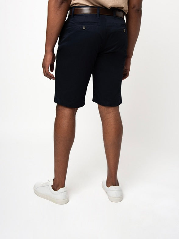 Ezra Essential Cotton Chino Shorts in Navy