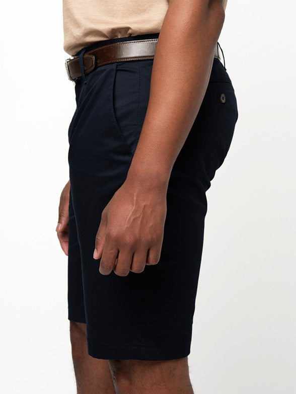 Ezra Essential Cotton Chino Shorts in Navy