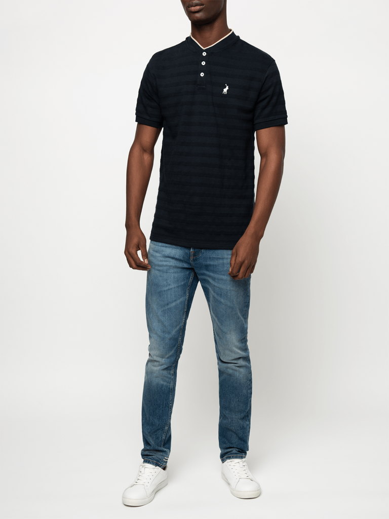 Jacquard SS Golfer in Navy