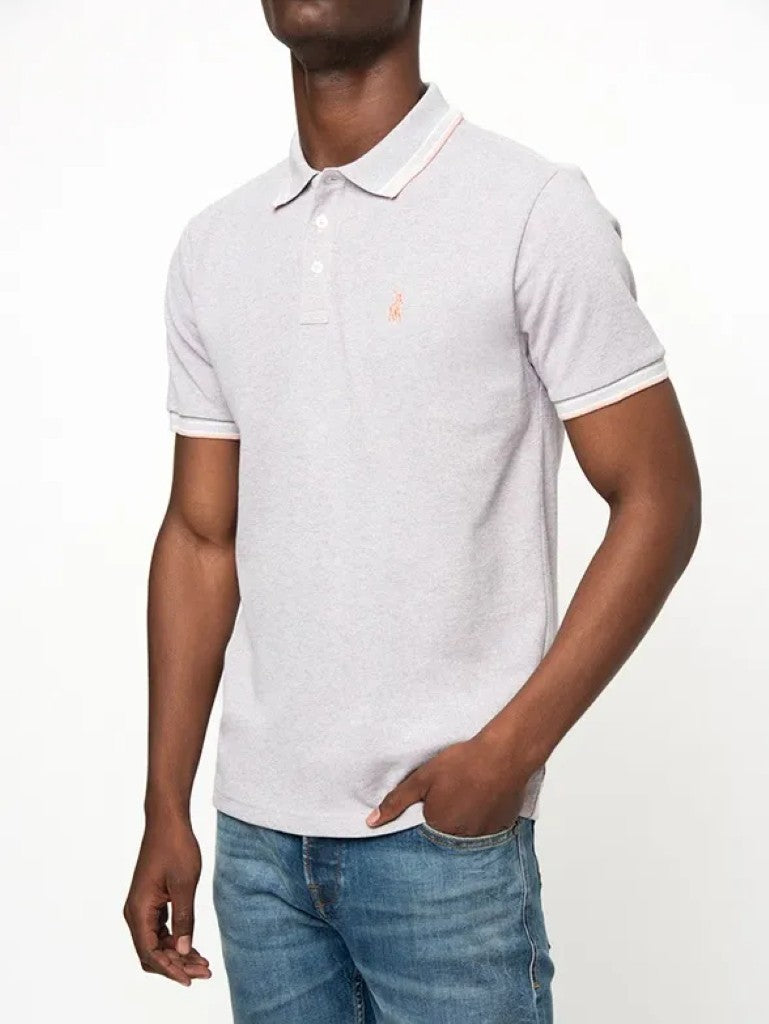 Tipped SS Golfer in Grey / Pink