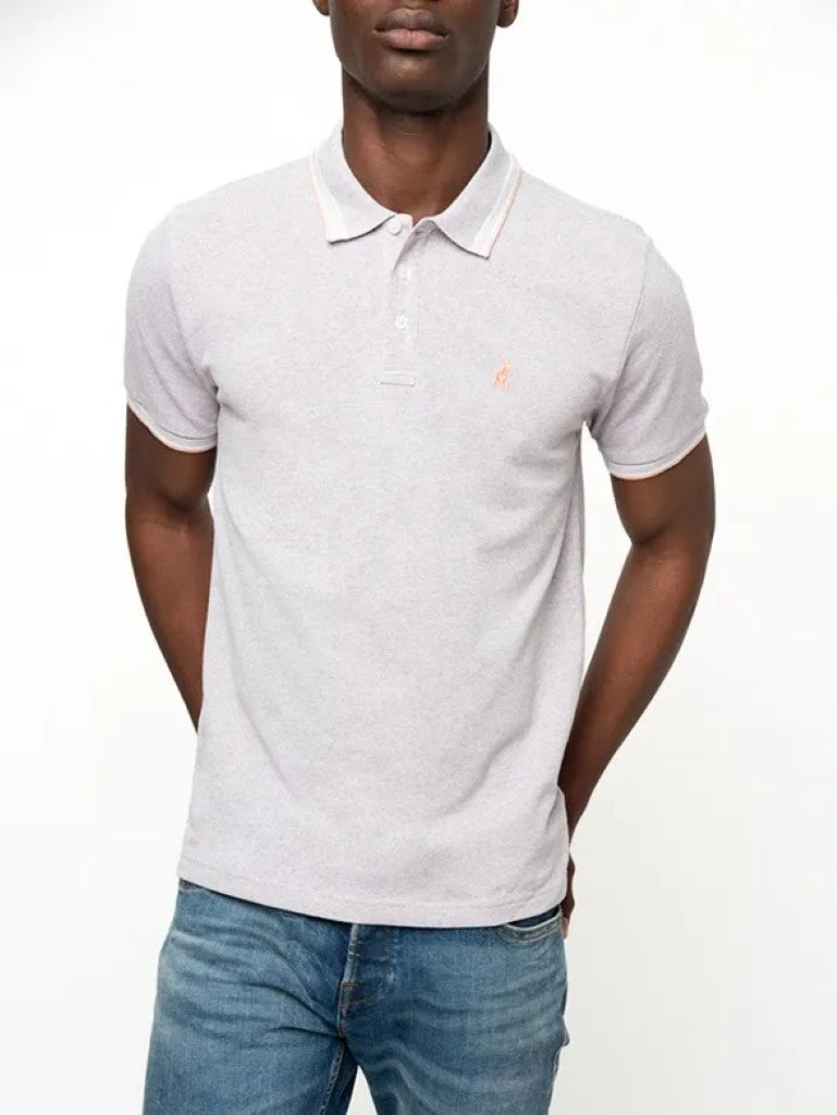 Tipped SS Golfer in Grey / Pink