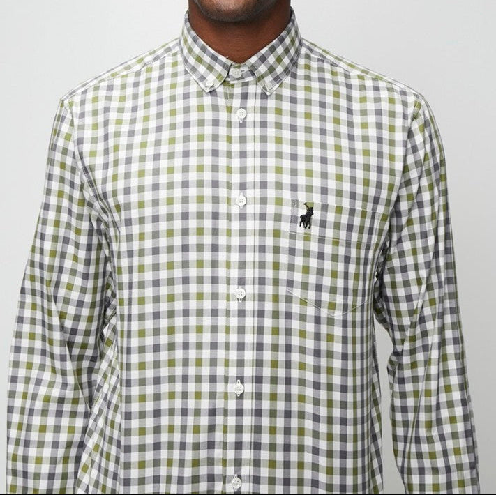 Wilson Gingham Check LS Shirt in Fatigue