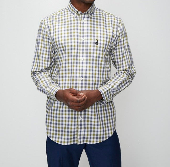 Wilson Gingham Check LS Shirt in Fatigue