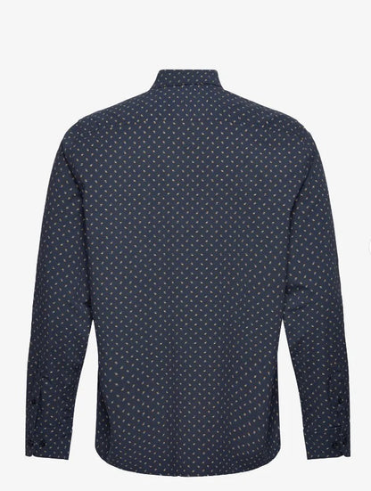 Printed Cotton Poplin Shirt in Deep Sapphire