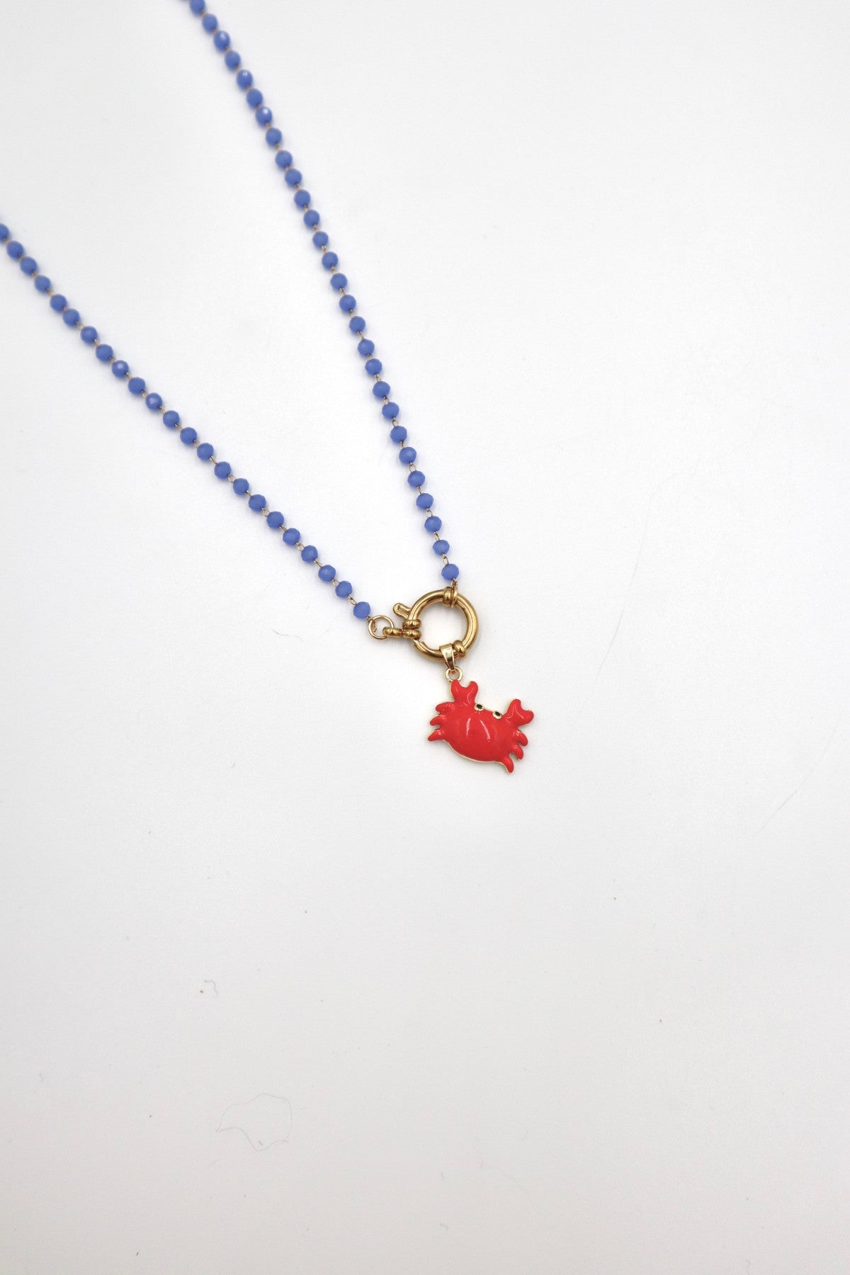 Porto Crystal Charm Necklace in Azure / Crab