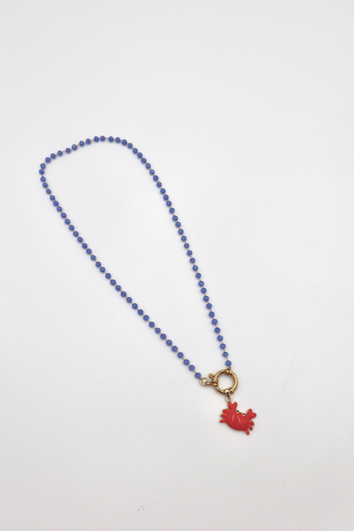 Porto Crystal Charm Necklace in Azure / Crab