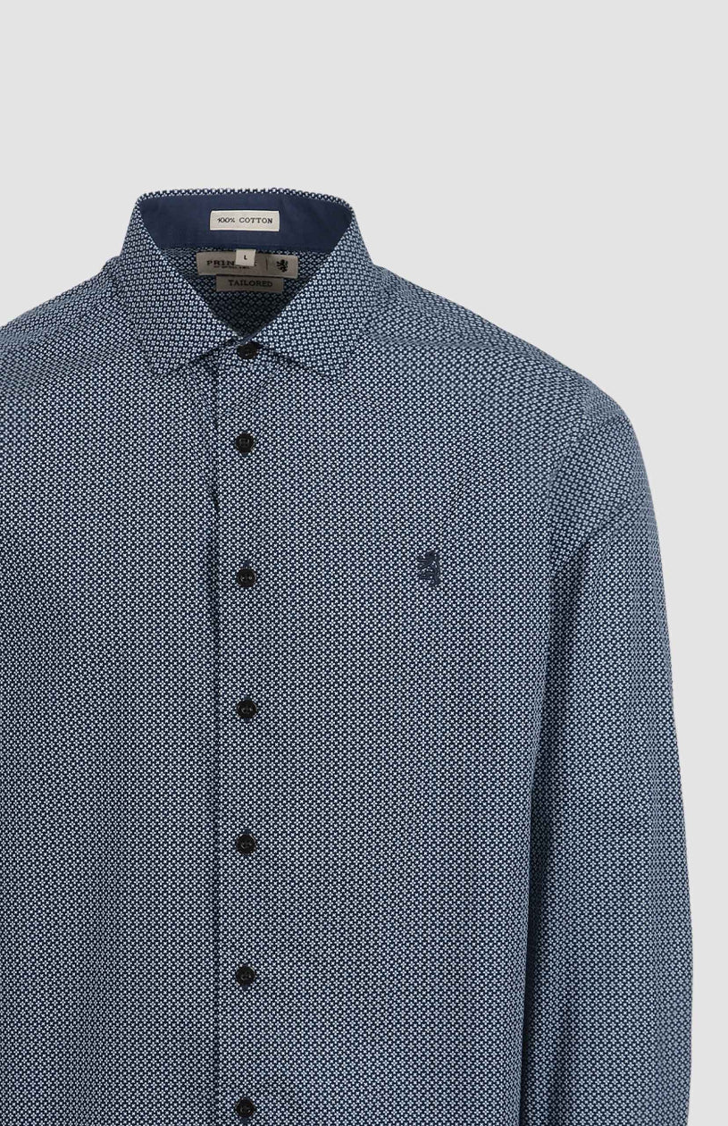Damon LS Tailored Shirt in Blue