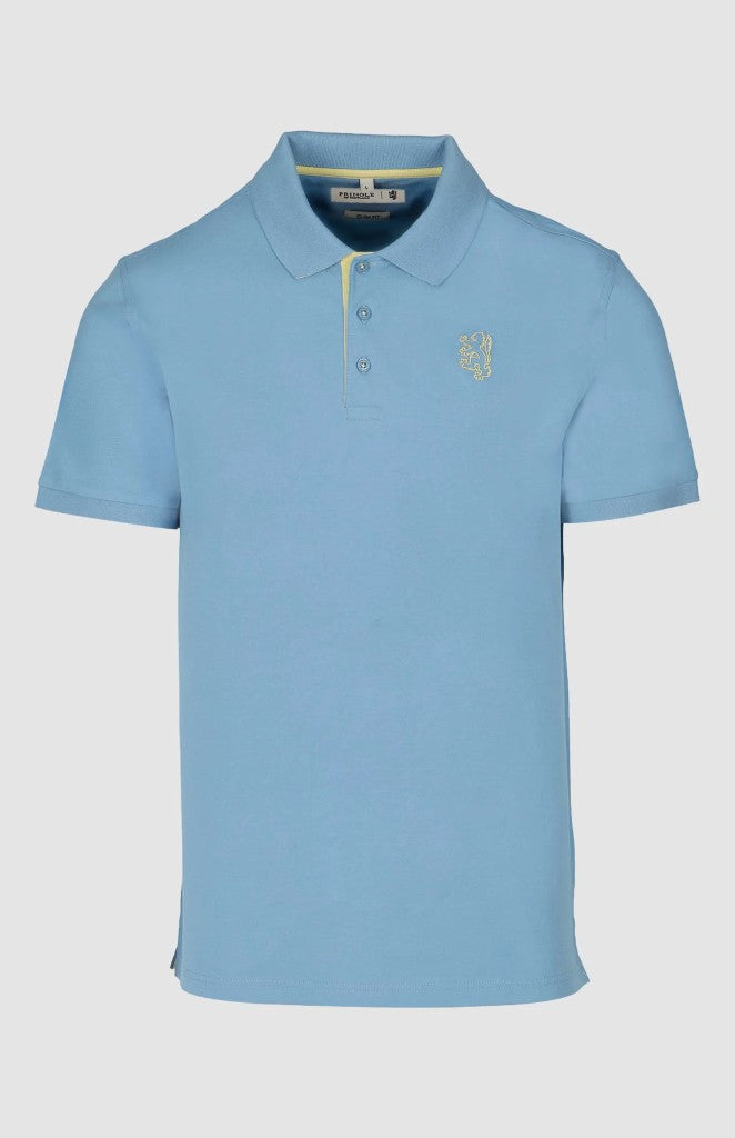 Aiden Slim Fit Pique Golfer in Light Blue