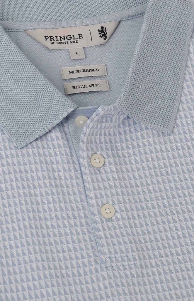 Amos Jacquard Mercerised Golfer in Light Blue