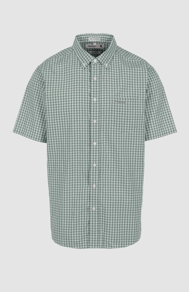 Bryan Gingham SS Classic Shirt in Green