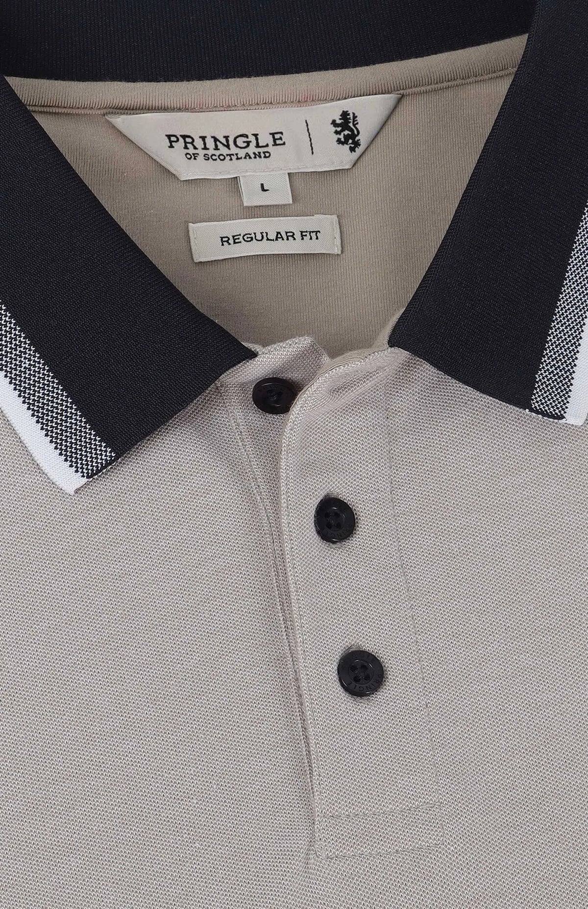 Charl Jacquard Collar Golfer in Stone