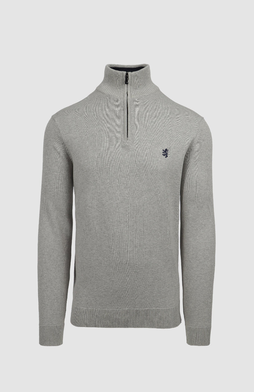 Harry 1/4 Zip Cotton Sweater in Grey
