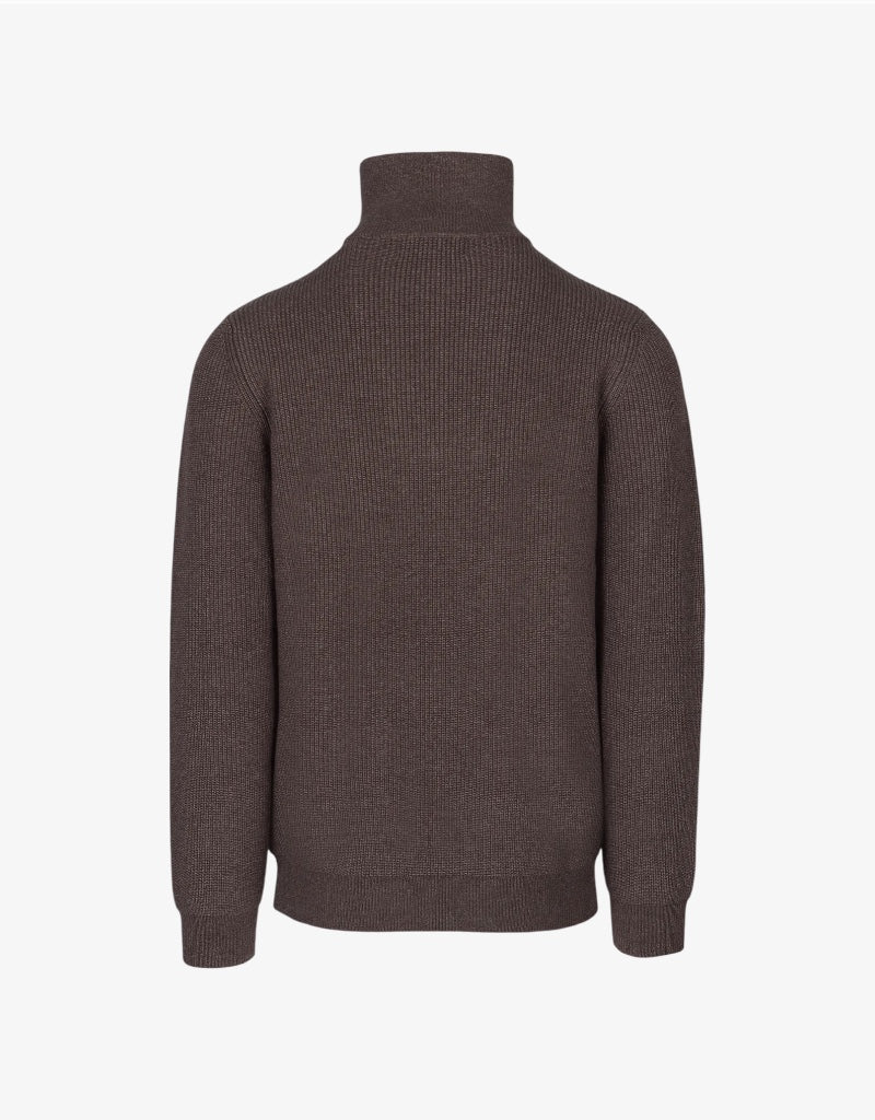 Kyle 1/4 Zip Ribbed Knit in Brown