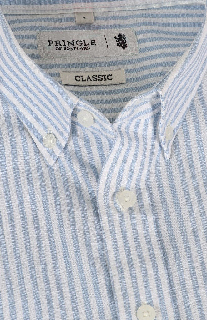 Riaan Classic LS Linen Shirt in Mid Blue