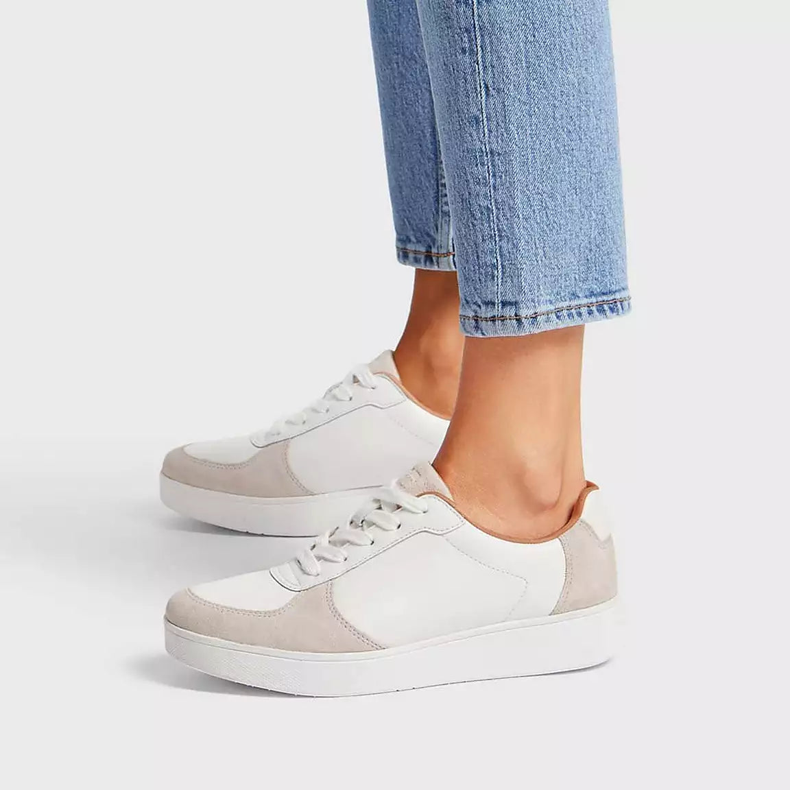 Rally Leather/Suede Sneakers in White / Grey