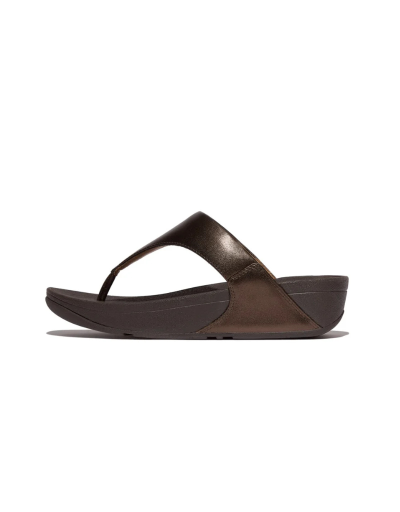 Lulu Leather Metallic Sandals in Chocolate