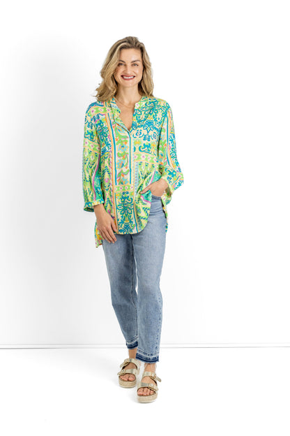 River Mandarin Collar Shirt in Jaipur Dreams