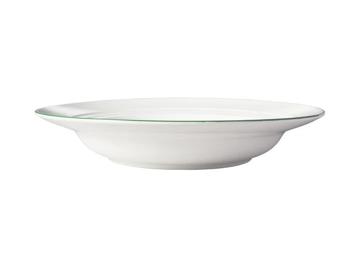 Basics Edge Rim Soup Bowl in White / Green / 24 x 4.5cm