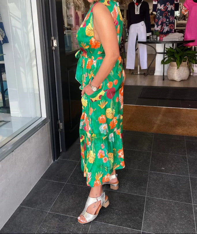 Laurasia Halter Dress in Emerald