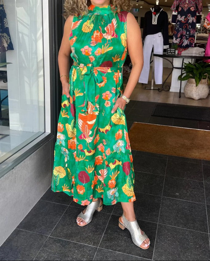 Laurasia Halter Dress in Emerald