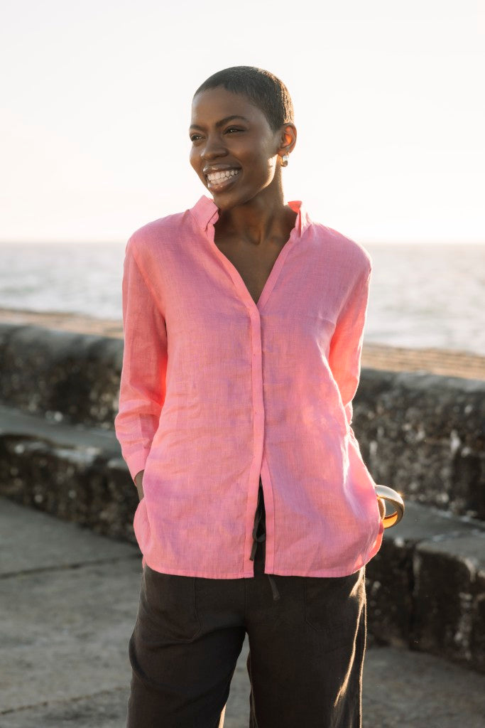 3/4 Sleeve Linen Shirt in Candy