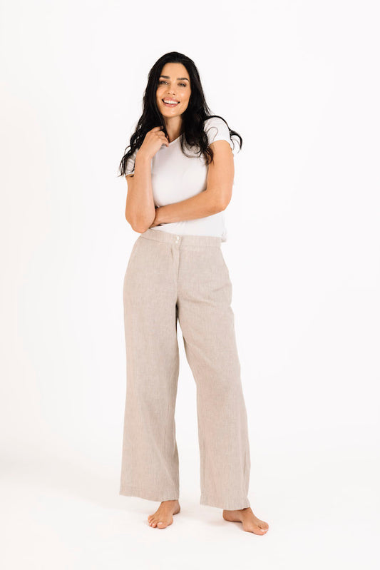 Linen Wide Leg Pants in Natural