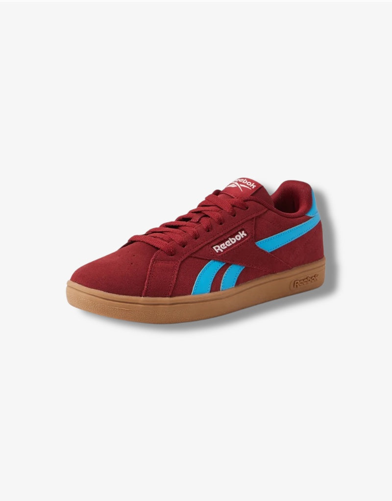 W Court Retro Sneaker in Red / Future Cyan / Chalk