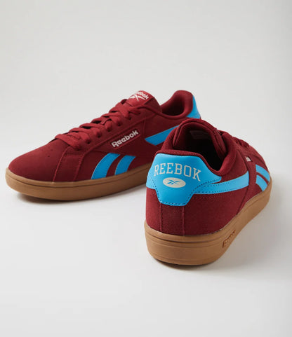 W Court Retro Sneaker in Red / Future Cyan / Chalk