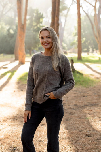 Rimini Cable Crew Neck Knit in Mocha