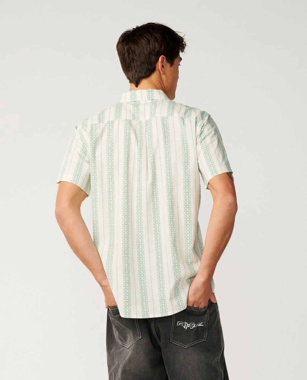 Sessions SS Woven Shirt in Bone / Aloe